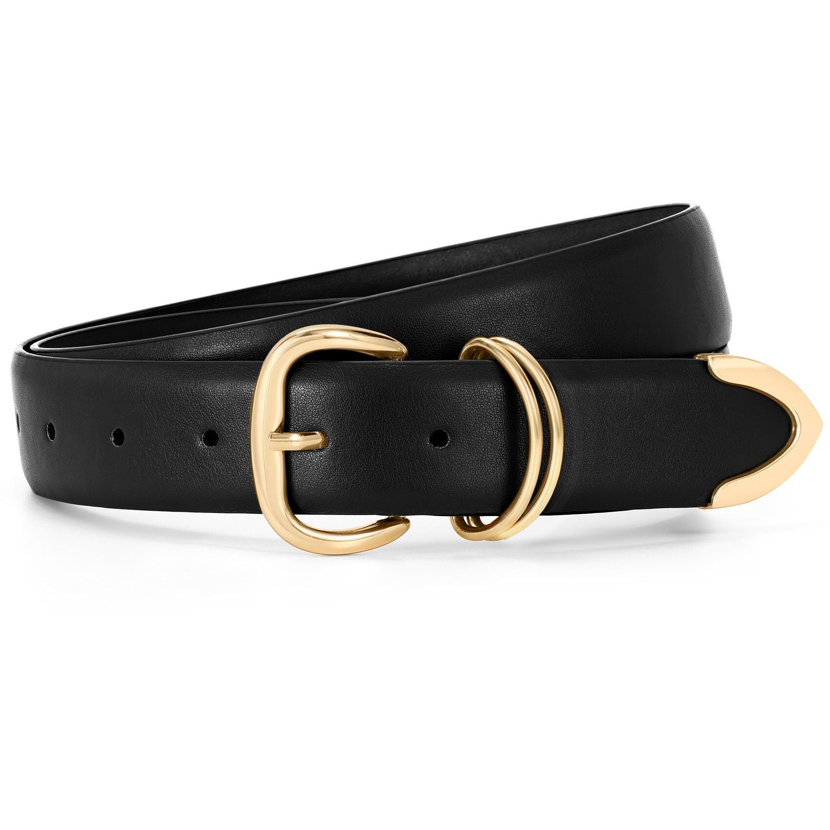 5234 Women Leather Belts For Jeans Pants Dress Fashion Gold Buckle Ladies